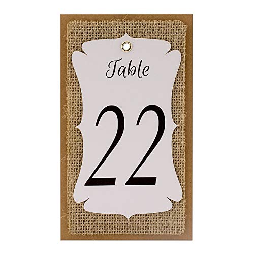 Summer-Ray Summer-Ray Handmade Table Number White-Burlap-Kraft Triple Layer Wine Bottle Table Number Hang Tags For Rustic Weddings thumb #5