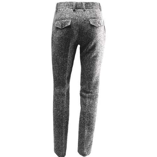 Men's Winter Retro Woolen Flat Front Pant Men's Tweed Classic Fit Trousers with Pockets (Regular and Big & Tall Sizes)2