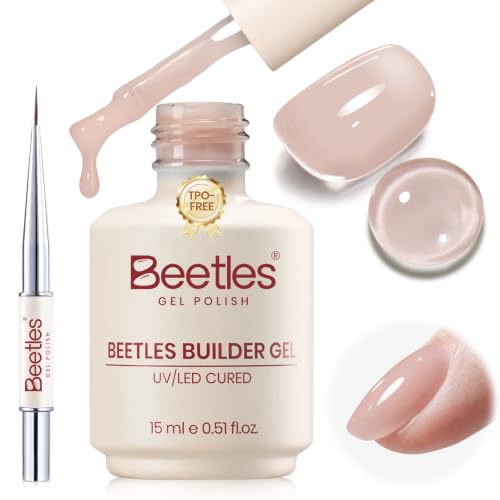 Beetles Builder Gel for Nails TPO-Free,Nude Grey & Nail Art Brush