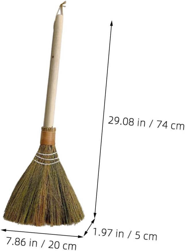 Hand Woven Detachable Broom 74cm with Natural Sorghum Bristles Portable Dust Brush Broom for Home Cleaning and Farmhouse Use