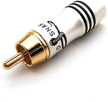 HKSMAN RCA Male Plug Screws Audio Video In-Line Jack Adapter Audio Jack Connector for 4.5mm Speaker Cable Multimedia and CCTV, RCA Plug Solderless, Black And Red (2 Pack)