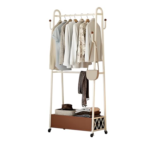 Portant à vêtements robuste double penderie avec panier métallique de rangement