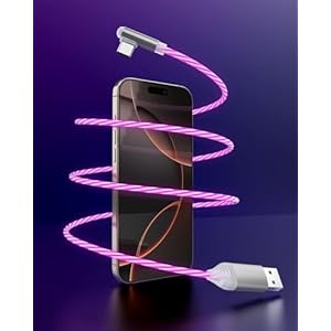 2M USB C Kabel LED RGB 66W Snellade...