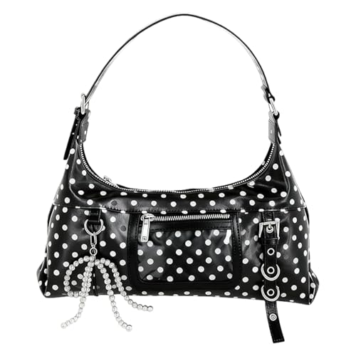 Sac à bandoulière à pois en cuir PU avec grand espace de rangement