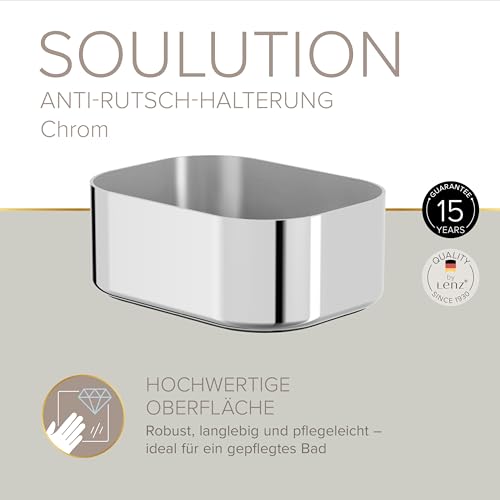 Lenz® SOULUTION Universalhalter in Chrom – Stablier Stand durch Anti-Rutsch-Pad – Aufbewahrung für Kleinteile – Ergänzung für Seifenspender und Zahnputzbecher – Einfache Reinigung – 3518402
