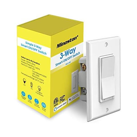 Minoston Smart Light Switch, Wi-Fi Smart Switch, 3 Way Smart Switch On/Off (2.4Ghz Only), Neutral Wire Required, Work with Alexa and Google Assistant Tuya, No Hub Required, ETL and FCC Listed(MS11W) Cover