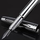 BOCIYER Fountain Pen with Fine Nib & Black Ink, Refillable & Elegant Bent Nib Design, Fountain Pens for Writing, Best Fountain Pen for Smooth & Fancy Writing(Grey)