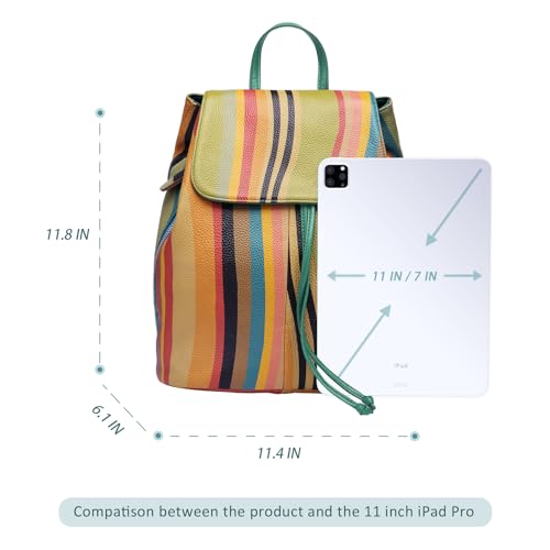 Image of BOYATU Leather Backpack Purse for Women: Ladies Travel Fashion Back Pack - Designer Leather Bag Casual Handbags (Rainbow)