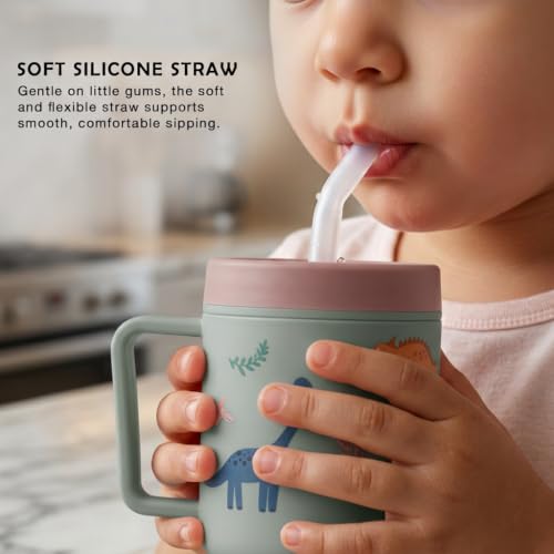 Image of BAYBEE Leak-Proof Sipper Bottle for Toddlers | BPA-Free Tritan Sipper Bottle with Straw for Babies with Double-Wall Insulation | Training Cup for Baby with Easy Clean & Easy-Grip for Kids (Grey)
