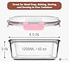 Razab 2 PC 1200ML / 41 Oz Glass Food Storage Containers with Lids - Airtight & Leakproof - Microwave/Oven/Freezer Safe - BPA Free - Ideal for Meal Prep, Storing Leftover & Lunch
