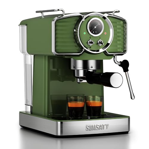 SUMSATY Espresso Machine 20 Bar Espresso Maker with Milk Frother Steam Wand, Professional Expresso Machine for Home Cappuccino & Latte Maker, Retro Coffee Maker with 61oz Water Tank, Matcha Green