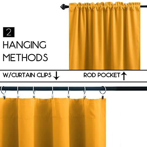 Image of Blackout Tier Short Curtains-Yellow-34x36