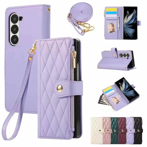 Étui portefeuille en cuir de luxe violet pour Samsung Galaxy S23 Plus