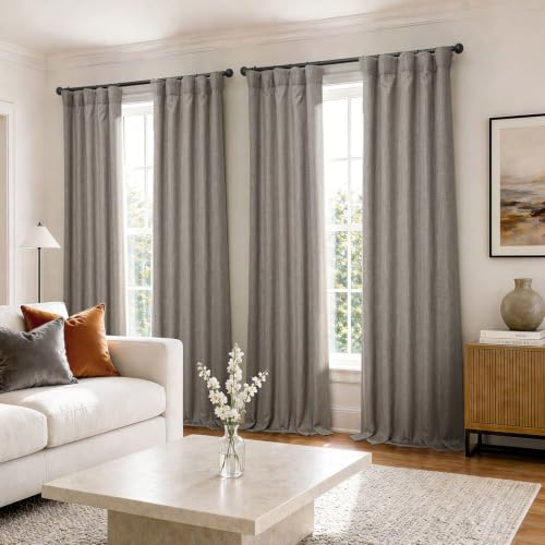 Image of HPD Half Price Drapes - Faux Linen Curtains for Living Room (1 Panel) - 50W X 84L - Textured Room Darkening Curtains for Bedroom 84 Inches Long - Drapes for Home Decor, Mink