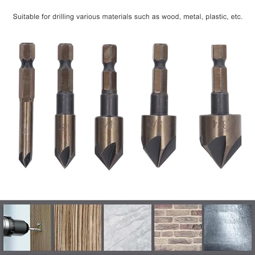 Foret conique multi-diamètre en acier robuste pour perçage progressif 5 pièces
