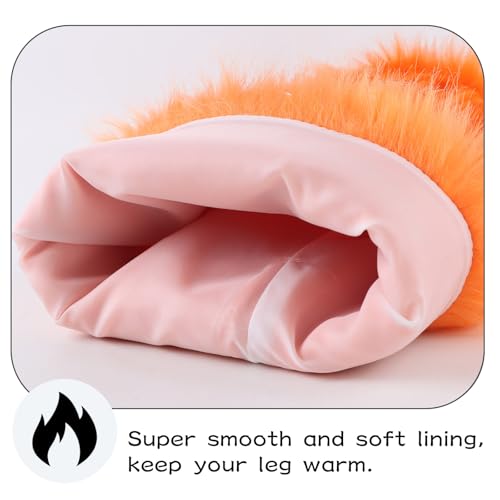 Image of Peecabe Winter Women Faux Fur Fluffy Leg Warmers Fuzzy Long Boot Covers Furry For Christmas