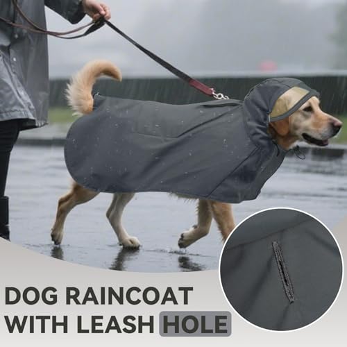 Dora Bridal Dog Raincoat for Large Dogs, Adjustable Clear Hooded Dog Rain Jacket, Waterproof Dogs Rain Coat Poncho with Reflective Strips for Labrador, Golden Retriever, German Shepherd, Grey,L by DORA BRIDAL - Used condition - Image 7