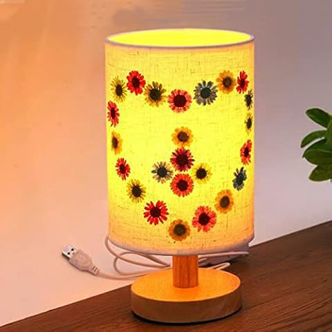 Proyatech Bedside Lamp Pressed Flowers Lampshade Nightstand Lamp Pressed Flower Bedside Lamp for Table Home Office Living Room Bedroom Dorm(Heart-Shape Flower Bloom) Cover