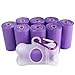 POQOD Dog Poop Bags - Leak-Proof Pet Waste Bags, Clean up Poo Bag Refills (10 Rolls / 150 Count, Purple) Includes Free Bone Dispenser and D-Ring Carabiners Clip