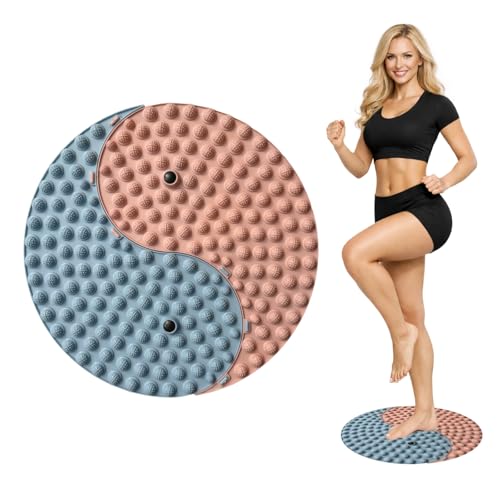 Acelnbrk Foot Massager Mat, Yinyang Balance Tai ji Bagua Pattern with Magnetic Therapy, Acupressure Reflexology Mat for Daily Foot Relaxation and Pain Relief, Pink and Blue