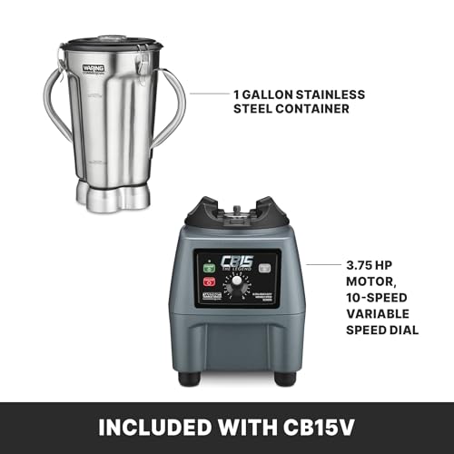 Image of Waring One-Gallon Food Blender with Variable-Speed & Stainless Steel Jar | 3.75 HP Commercial Motor, Precise RPM, 1-Gallon Stainless Steel Jar, 100+ Cycles a Day, Restaurants, NSF Certified