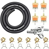 Tnisesm Gas Fuel Line Hose with Fuel Filters Inline Shut Off Valve Petcock Set SPring...