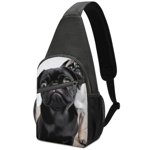 Morrales de chestbag negro con diseño cartoon miniatura 1