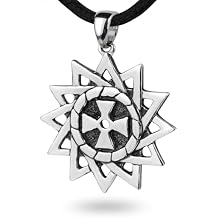 Erzgamma Lucky Star Necklace 925 Sterling Silver Charm - 12-pointed Star with Cross Pendant - Ancient Sacred Religious Symbol - Strong Protective Amulet for Men Women - Handmade Jewelry