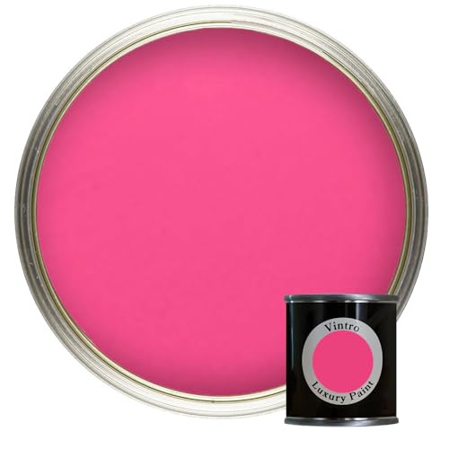 Vintro Paint | Luxury Matt Emulsion | Paint Tester Pot | Smooth Chalky Finish | Multi Surface Paint | for Walls, Ceilings, Wood and Metal | 125ml (Bright Pink - Deptford Pink)