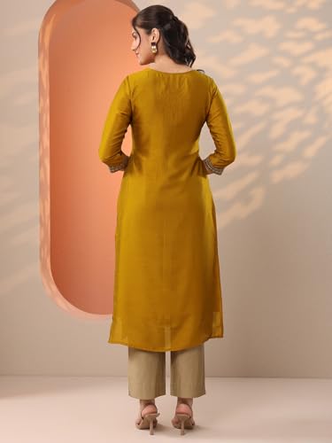 Image of Libas Yoke Design Silk Straight Kurta for Women Suit