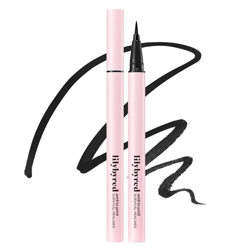 lilybyred AM9 to PM9 Survival Penliner | Korean Waterproof Liquid Eyeliner, 0.1mm Ultra-Fine Brush, Highly Pigmented, Quick-Dry, Smudge-Proof, Long-Lasting, Precision Line, 0.021 oz. (01 Matt Black)