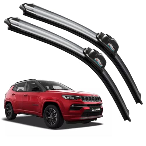 Image of Frameless Rubber Car Wiper Blades Set of 2 Compatible with (Compass (2015-Till Date) (D-24,P-18))