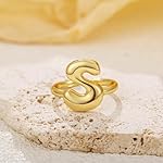 18K Gold Plated Initial Adjustable Ring for Women - Image 5
