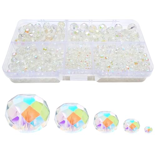 Image of Crystal Blue Rondelle Glass Beads for Jewelry Making, Faceted Briolette Crytal Spacer Beads for Bracelet Necklace Earring (2mm 4mm 6mm 8mm 10mm Mixed Sizes, 1000pcs)