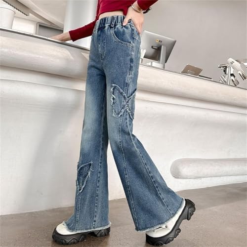 Jeans for Teen Girls Embroidered Denim Wide-Leg High Elastic Waist Y2K Loose Casual Vintage Fashion Pants with Pocket4