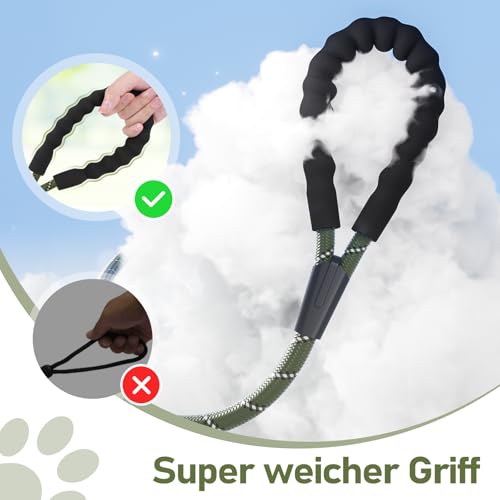 Miniatura 3 de X Xben Correa Perro Adiestramiento, Correa Perro Larga Con Gancho Bloqueable, Correas De Adiestramiento Para Perros Grande Y Pequeño, Reflectante Y Duradero, Verde Oliva, 3m X 8mm