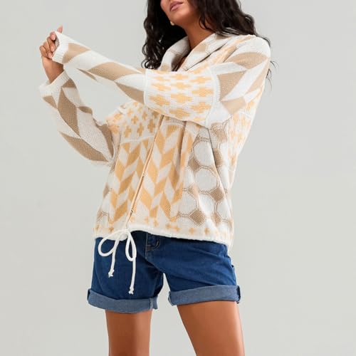 Image of Cardigan Sweaters for Women Button Down Shawl Collar Oversized Sweater Coats Y2k Print Cardigans Fall Fashion