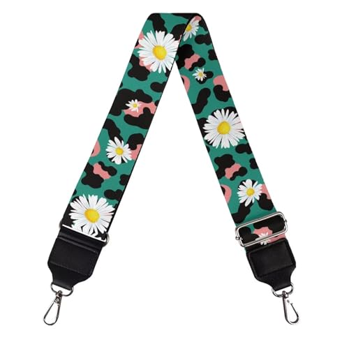 Image of TODIYADDU Green Leopard Print Daisy Purse Strap Girls Fashion Handbag Straps Crossbody Guitar Strap Purse Adjustable Wallet Strap Straps for Purses Suitable for Gifts Sports Photography Enthusiast