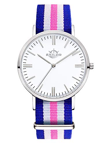 Montre tendance Sailor Classic Montre de Port Side Silver avec bracelet nylon personnalisable