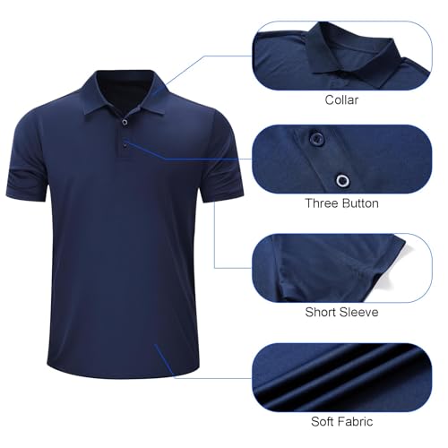 Mens Polo Shirts Short Sleeve,1 Pack/5 Pack Quick Dry Moisture Wicking Polos Workout Golf Shirts for Men4