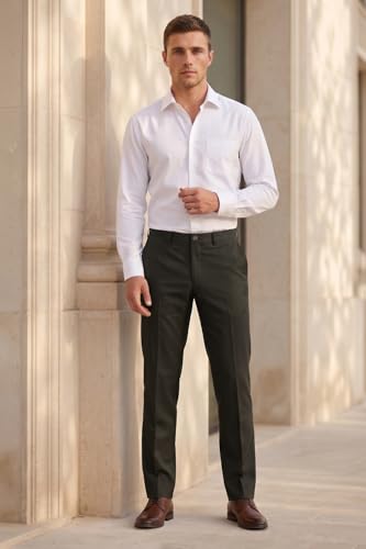 Image of Louis Philippe Men's Regular Fit Everyday Smart Wear Comfort Stretch Work Ready Solid Formal Trouser