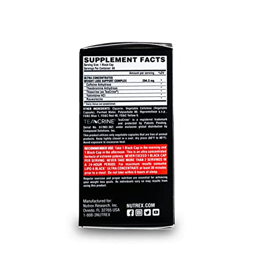 Nutrex Research Lipo-6 Black Ultra Concentrate | Thermogenic Energizing Fat Burner Supplement, Increase Weight Loss, Energy & Intense Focus | 60Count #TOP2