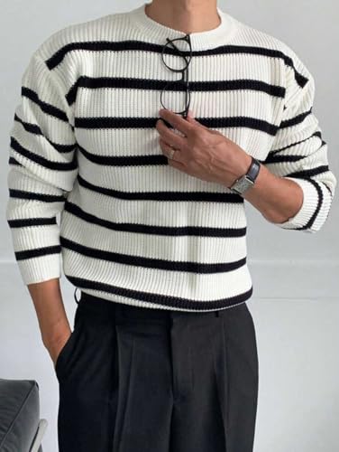 Image of Pivl Men's Winter Round Neck Striped Sweater