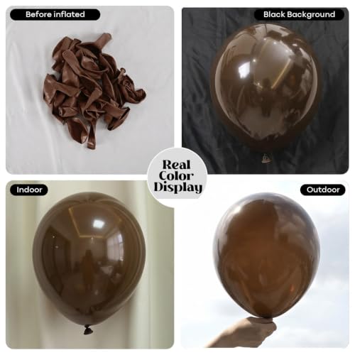 Image of Togvu Brown Balloons, 50Pack 12 Inch Dark Brown Neutral Latex Balloons