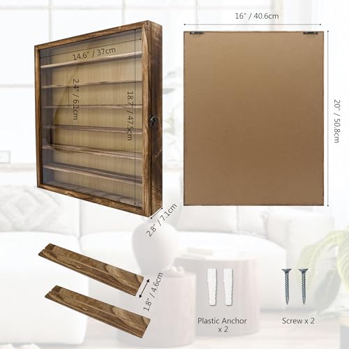 Image of 16x20 Large Shadow Box Frame with Removable Shelves,Collectible Display Shelves Case,Military Challenge Coin Display Case,Wood Shadow Boxes Display Cases for Keepsake,Pictures