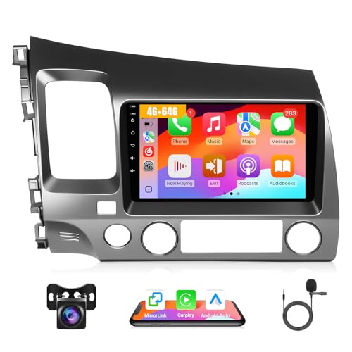 Leadfan 4G 64G Car Radio for Honda Civic 2006 2007 2008 2009 2010 2011 with Wireless Carplay Android Auto, GPS Navigation SWC FM Bluetooth Backup Camera (9IN, Support Airbag,4+64G) by Leadfan - Used condition - US$107.83