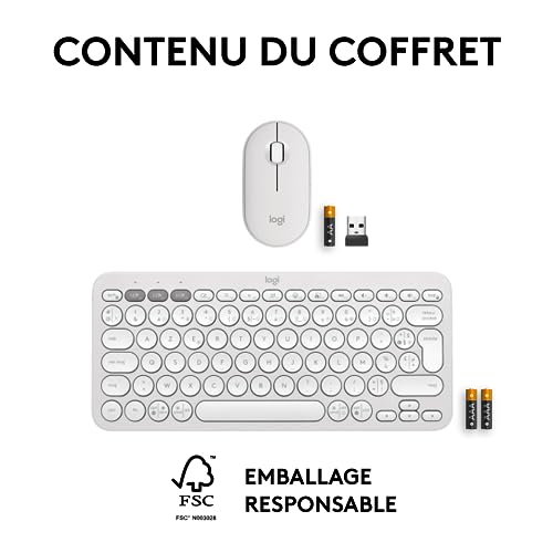 Logitech Pebble Keys 2 K380s Clavier sans Fil Bluetooth FR AZERTY Pebble Mouse 2 M350s Wireless Bluetooth - vue 10