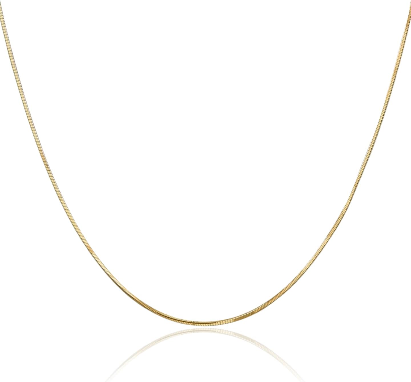 IceCarats 14K Solid Yellow Gold 0.9mm Dainty Octagonal Herringbone Snake Chain Necklace Diamond Cut