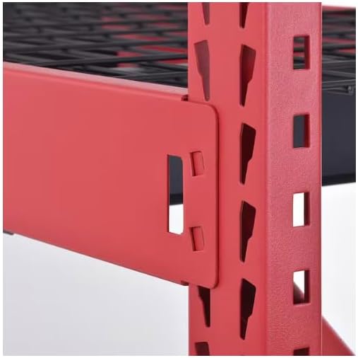 Husky 4-Shelf Metal Industrial Garage Storage Shelving Unit, Red, 77x72x24 Inches, Heavy-Duty Steel, 2500 lbs per Shelf