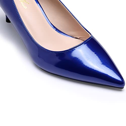 GENSHUO Low Heel Pumps for Women Closed Toe Slip On Stillettos Heels Dress Shoes2